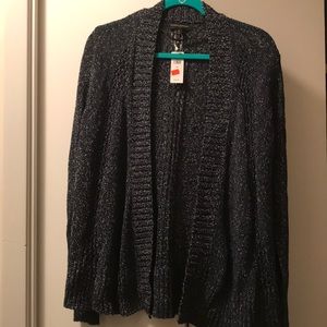 Navy and white cardigan, medium, new with tags